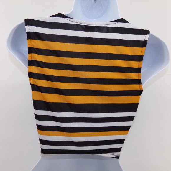 kimcine curve Women's Crop top stripe with a twist size SM orange and black - Picture 4 of 9